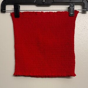 Red Smocked Crop Top